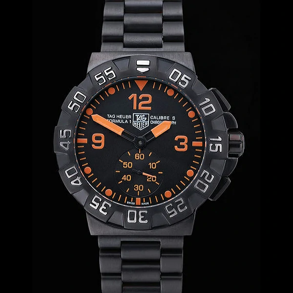 Tag Heuer Formula One Grande Date Black Dial Orange Numerals Ion Plated Steinless Steel Bracele new60191