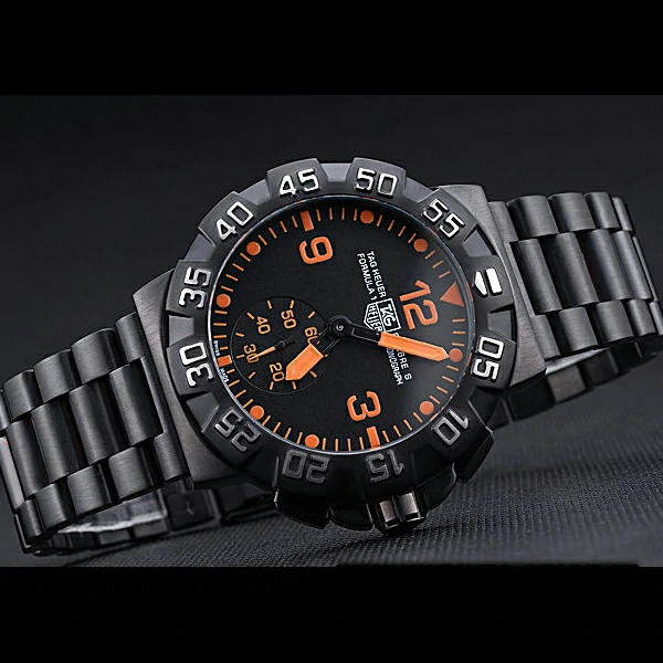 Tag Heuer Formula One Grande Date Black Dial Orange Numerals Ion Plated Steinless Steel Bracele new60191