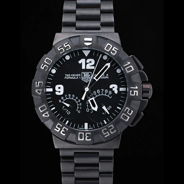 Tag Heuer Formula One Calibre S Black Dial Ion Plated Steinless Steel Bracelet new60193