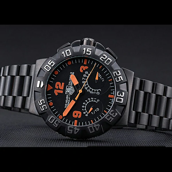 Tag Heuer Formula One Calibre S Black Dial Orange Numerals Ion Plated Steinless Steel Bracelet new60196