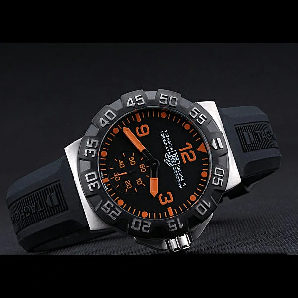 Tag Heuer Formula One Grande Date Black Dial Orange Numerals Rubber Bracelet new60197