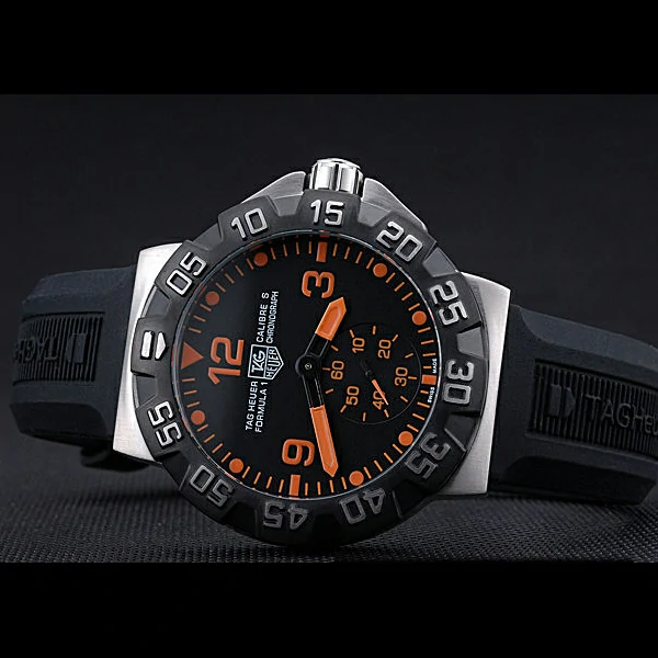 Tag Heuer Formula One Grande Date Black Dial Orange Numerals Rubber Bracelet new60197