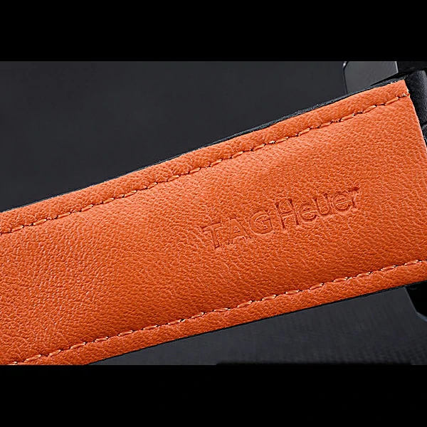 Tag Heuer Monaco Calibre 36 Blue And Orange Stripes Dial Black Leather Strap new60198