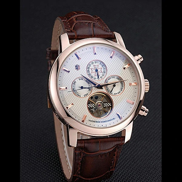 Vacheron Constantin Patrimony Traditionnelle Gold Case Brown Leather Strap new60199