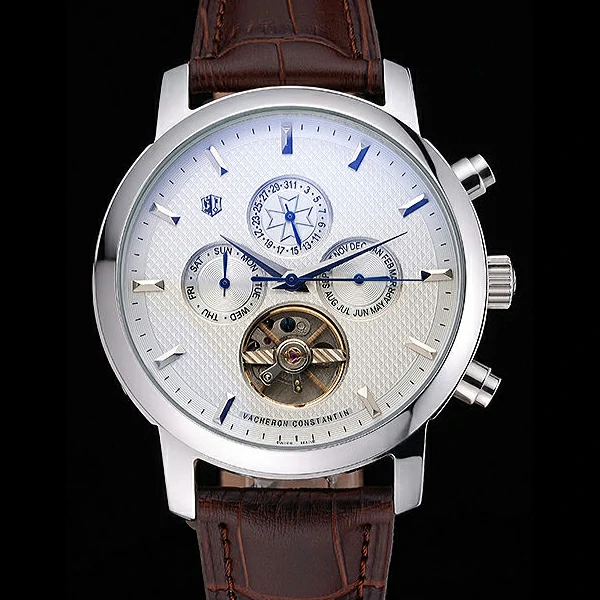 Vacheron Constantin Patrimony Traditionnelle Silver Case Brown Leather Strap new60200