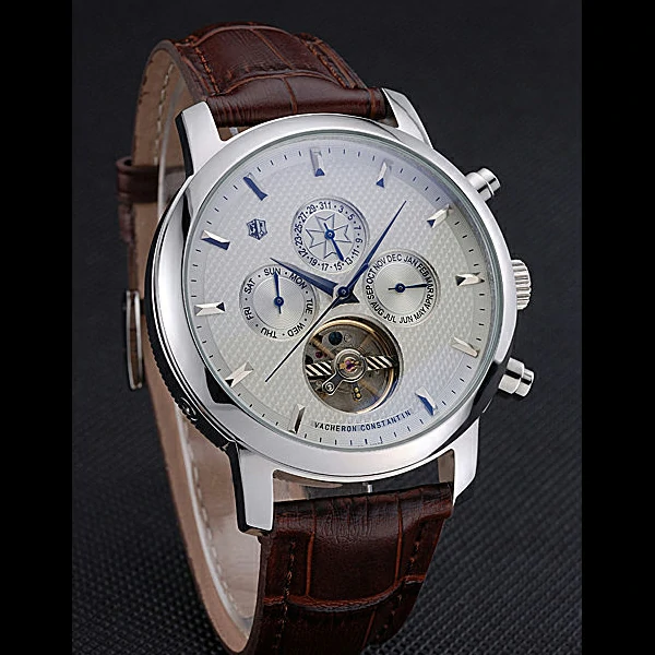 Vacheron Constantin Patrimony Traditionnelle Silver Case Brown Leather Strap new60200