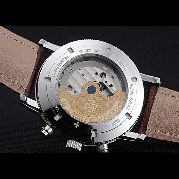 Vacheron Constantin Patrimony Traditionnelle Silver Case Brown Leather Strap new60200