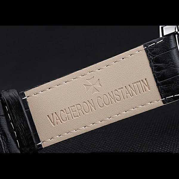 Vacheron Constantin Patrimony Contemporary Silver Case Black Dial Black Leather Strap new60202