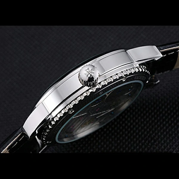 Vacheron Constantin Patrimony Contemporary Silver Case Black Dial Black Leather Strap new60202