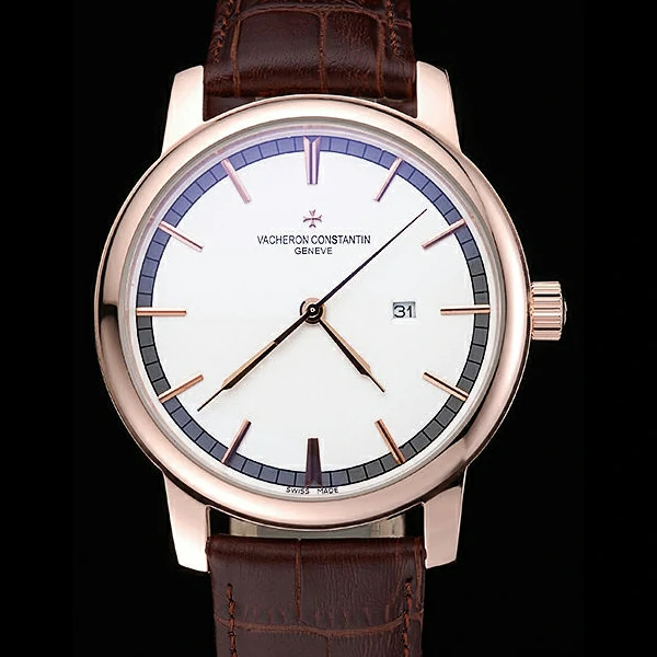 Vacheron Constantin Patrimony Contemporary Gold Case White Dial Brown Leather Strap new60203