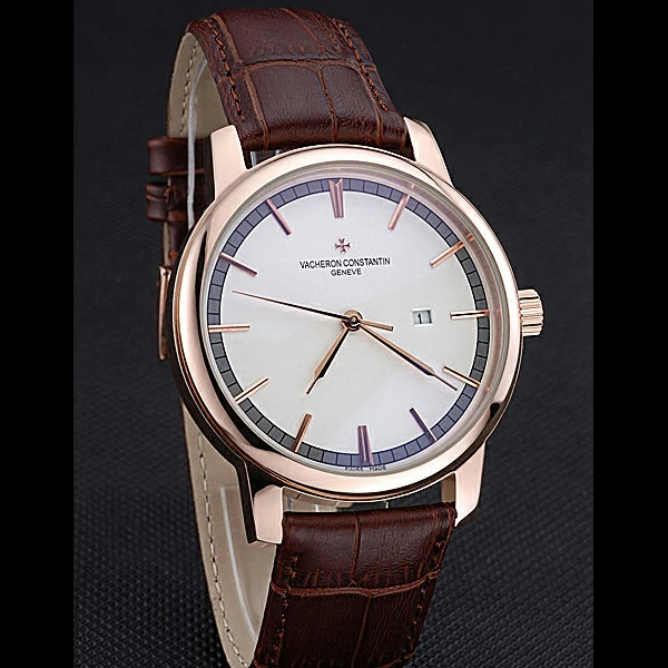 Vacheron Constantin Patrimony Contemporary Gold Case White Dial Brown Leather Strap new60203