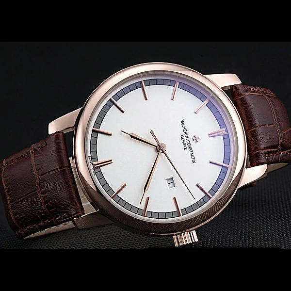 Vacheron Constantin Patrimony Contemporary Gold Case White Dial Brown Leather Strap new60203