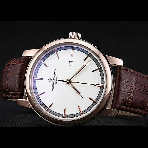 Vacheron Constantin Patrimony Contemporary Gold Case White Dial Brown Leather Strap new60203