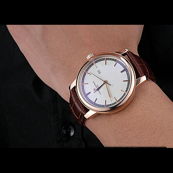 Vacheron Constantin Patrimony Contemporary Gold Case White Dial Brown Leather Strap new60203