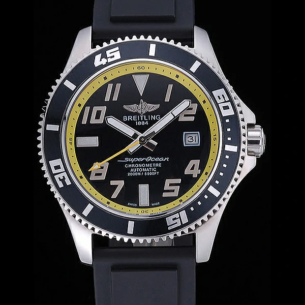 Breitling Superocean Black Yellow Dial Watch new60226