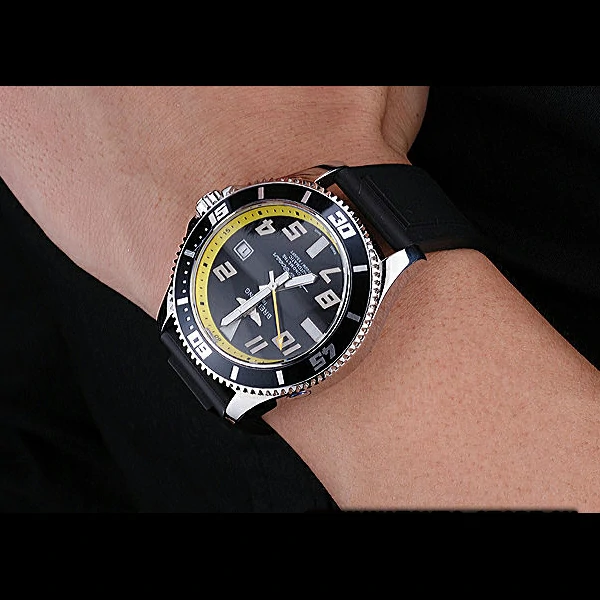 Breitling Superocean Black Yellow Dial Watch new60226