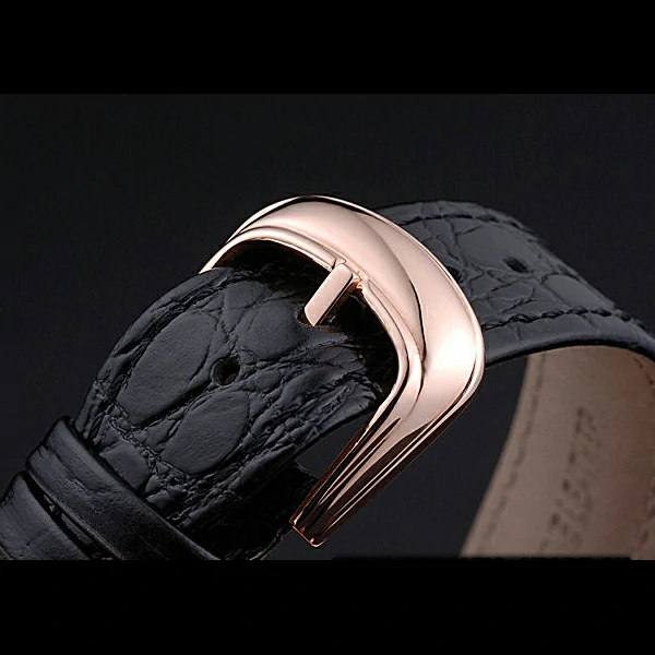 Franck Muller Gold Croco Diamonds Case Black Leather Strap new60247