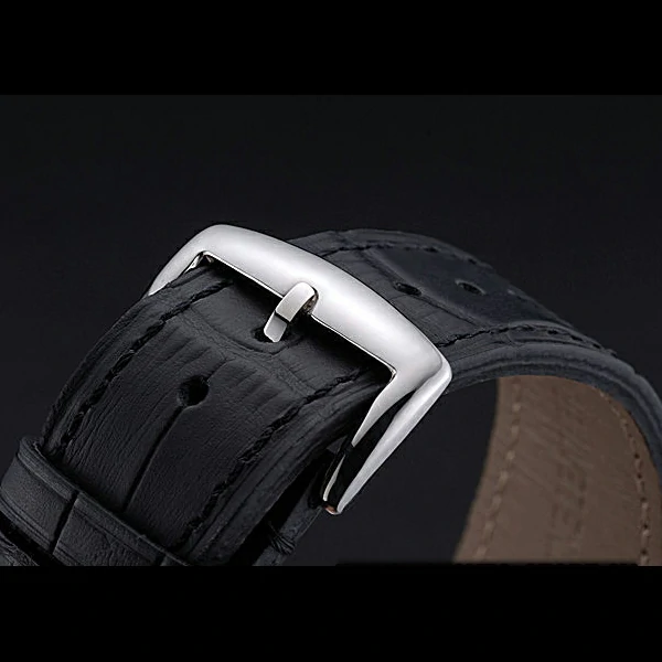 Franck Muller Master Square Black Dial Silver Case Black Leather Band new60248