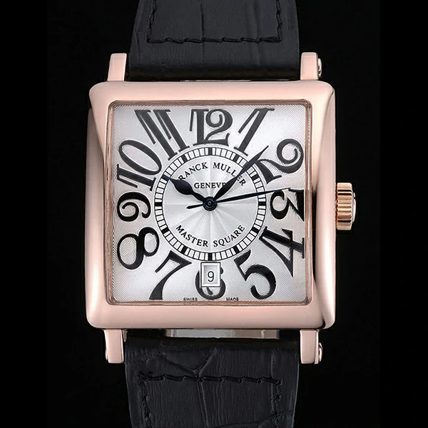Franck Muller Master Square White Dial Gold Case Black Leather Band new60249