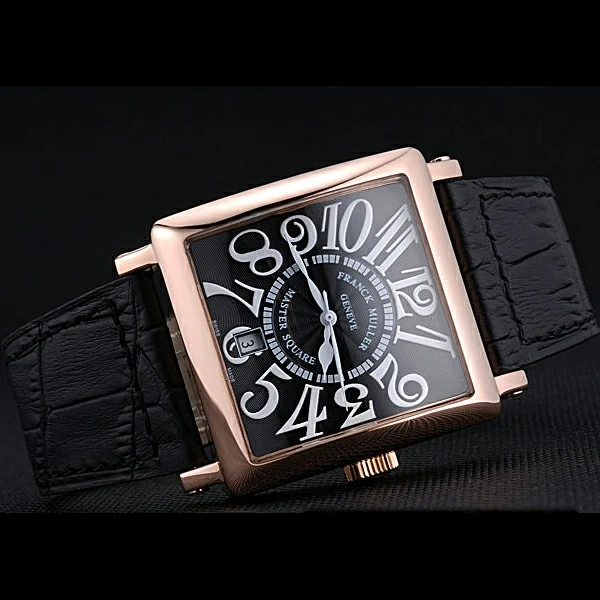 Franck Muller Master Square Black Dial Gold Case Black Leather Band new60250