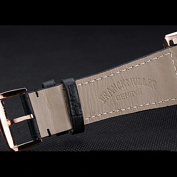 Franck Muller Master Square Black Dial Gold Case Black Leather Band new60250
