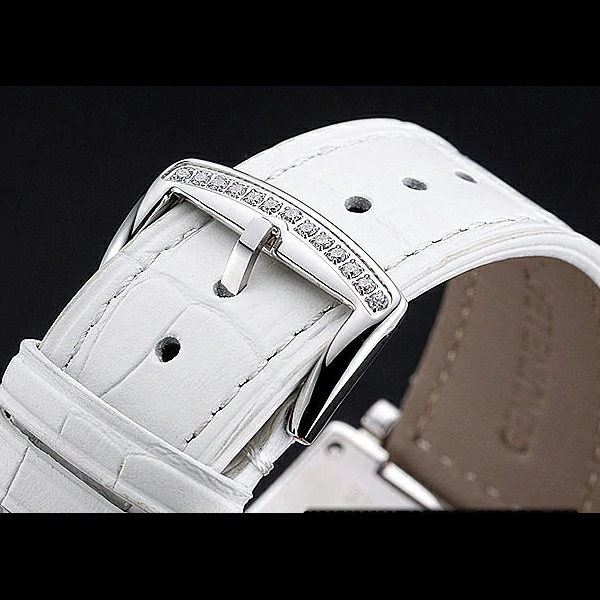 Franck Muller Master Square Color Dreams Diamonds Case White Leather Band new60251