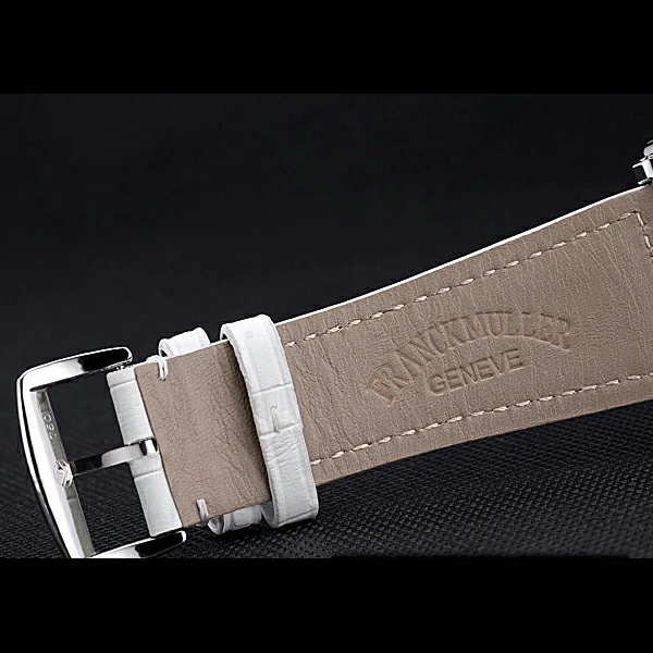 Franck Muller Master Square Color Dreams Diamonds Case White Leather Band new60251