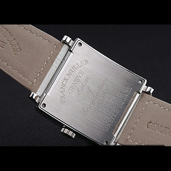 Franck Muller Master Square Color Dreams Diamonds Case White Leather Band new60251