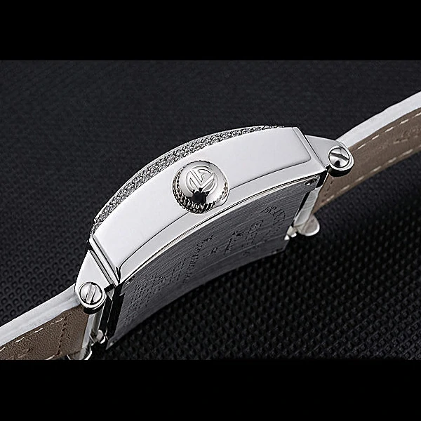 Franck Muller Master Square Color Dreams Diamonds Case White Leather Band new60251