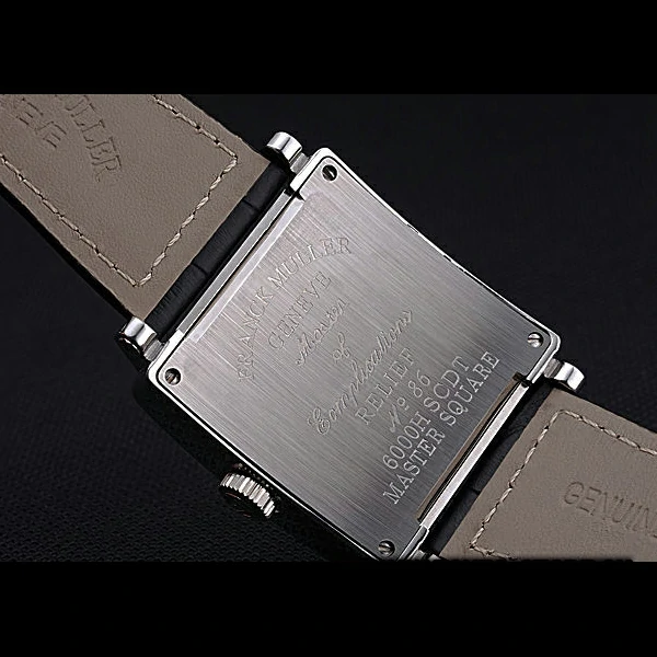 Franck Muller Master Square White Dial Diamonds Case Black Leather Band new60252