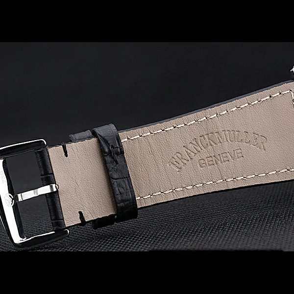 Franck Muller Master Square White Dial Diamonds Case Black Leather Band new60252