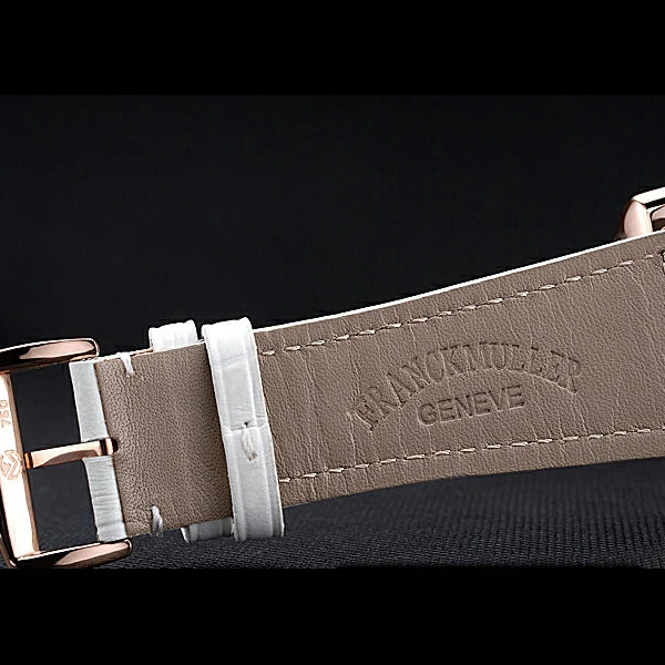 Franck Muller Master Square White Dial Diamonds Case White Leather Band new60256