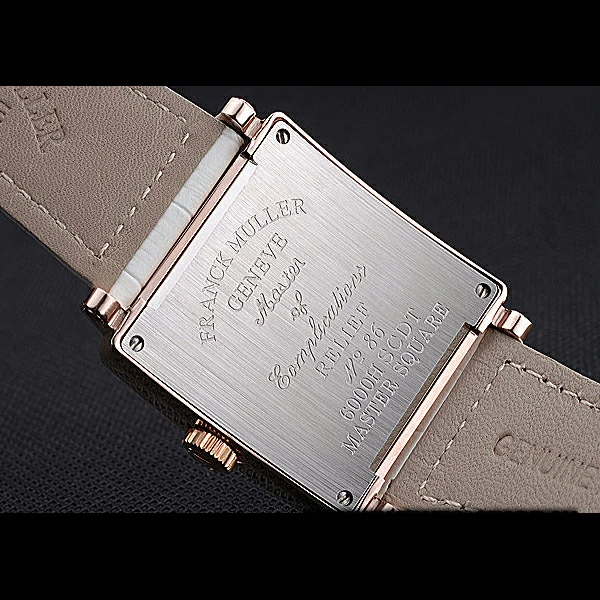 Franck Muller Master Square Diamonds Dial Diamonds Case Roman Numerals White Leather Band new60258