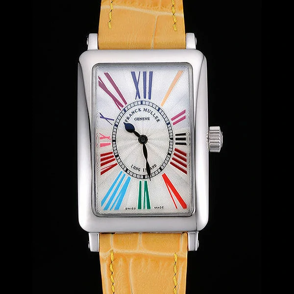 Franck Muller Long Island Classic Color Dreams White Dial Yellow Leather Strap new60259