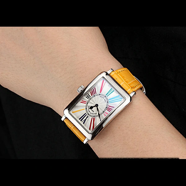 Franck Muller Long Island Classic Color Dreams White Dial Yellow Leather Strap new60259
