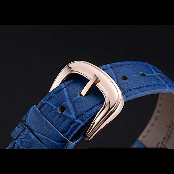 Franck Muller Long Island Classic Gold Dial Gold Case Blue Leather Band new60262