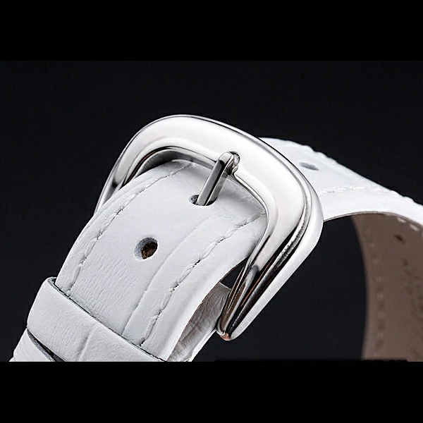 Franck Muller Long Island Classic White Dial Diamonds Case White Leather Band new60263