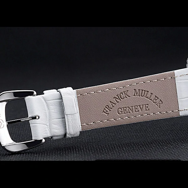 Franck Muller Long Island Classic White Dial Diamonds Case White Leather Band new60263