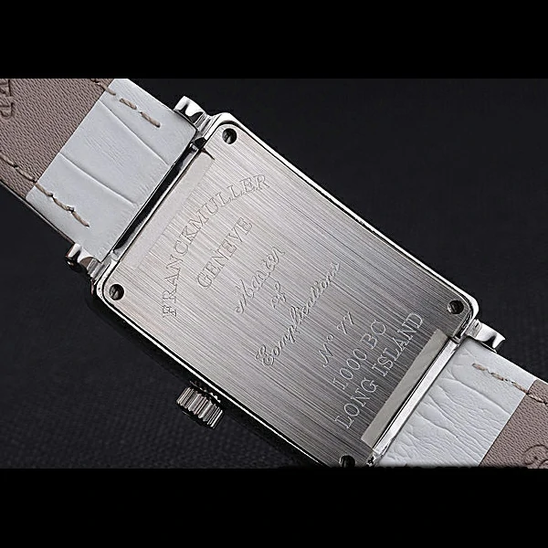 Franck Muller Long Island Classic White Dial Diamonds Case White Leather Band new60263