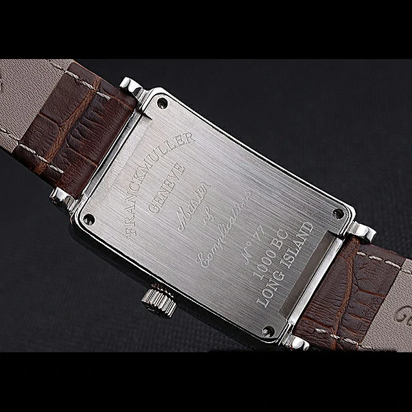 Franck Muller Long Island Classic White Dial Diamonds Case Brown Leather Band new60264