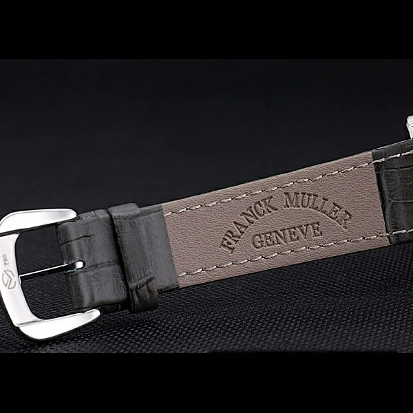 Franck Muller Long Island Classic White Dial Diamonds Case Black Leather Band new60266