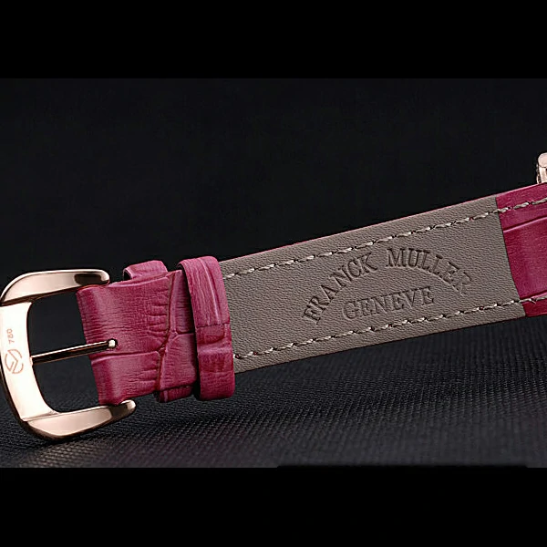 Franck Muller Long Island Classic White Dial Diamonds Case Pink Leather Band new60268