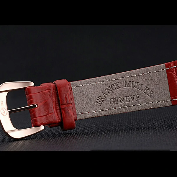 Franck Muller Long Island Classic White Dial Diamonds Case Red Leather Band new60270