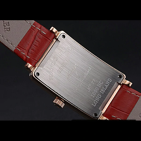 Franck Muller Long Island Classic White Dial Diamonds Case Red Leather Band new60270