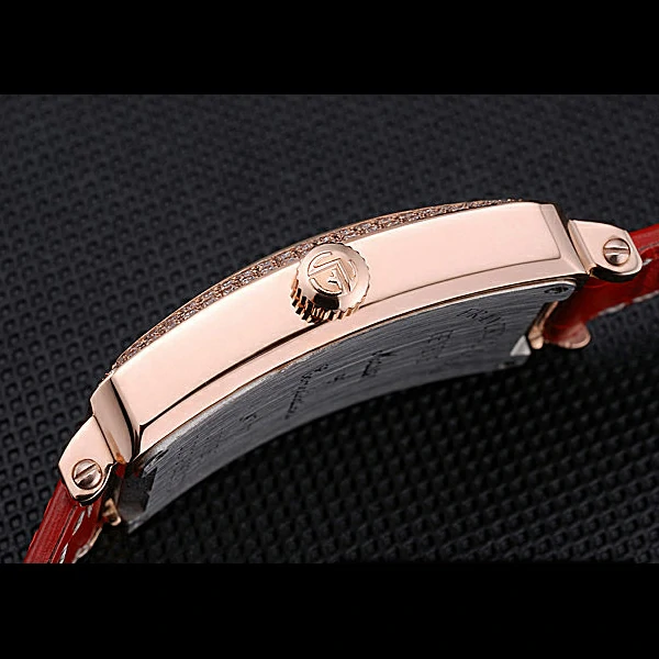 Franck Muller Long Island Classic White Dial Diamonds Case Red Leather Band new60270