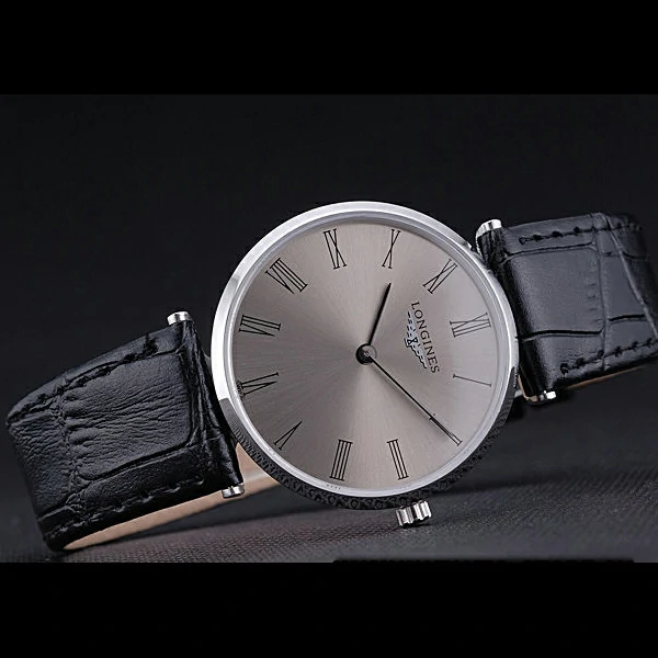 Longines La Grande Classique Grey Round Dial Black Leather Band new60276