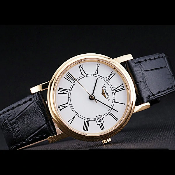 Longines La Grande Classique Round White Dial Gold Case Black Leather Band new60277