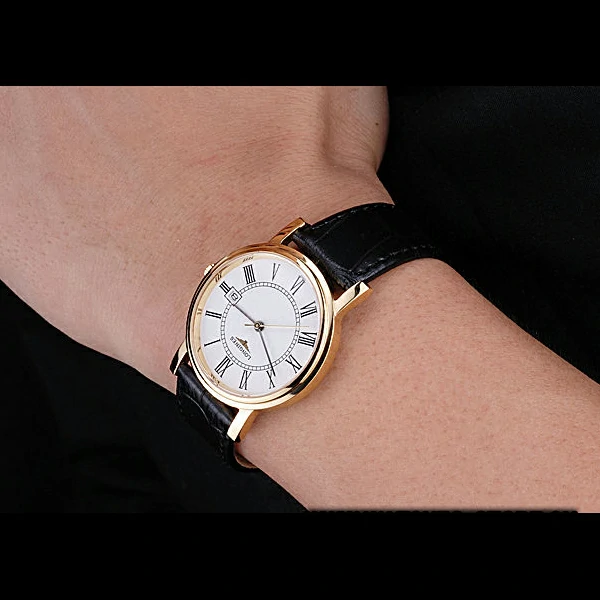 Longines La Grande Classique Round White Dial Gold Case Black Leather Band new60277