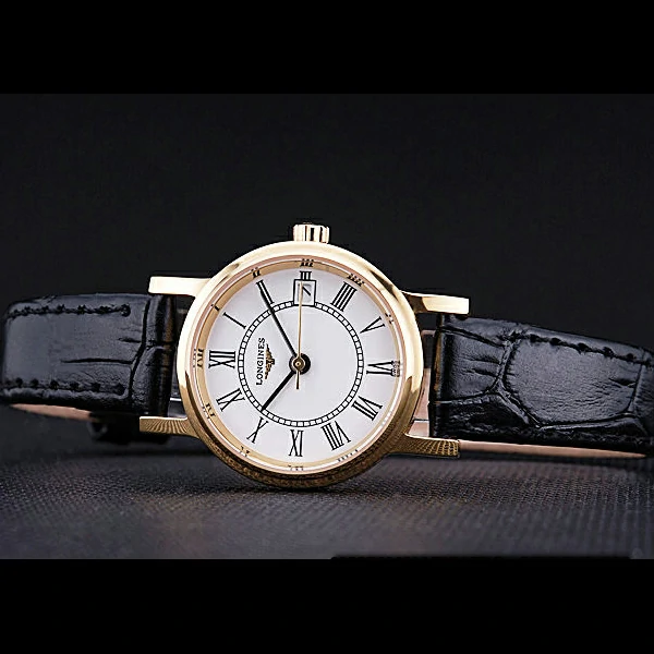 Longines La Grande Classique White Round Dial Gold Case Black Leather Band Small new60278