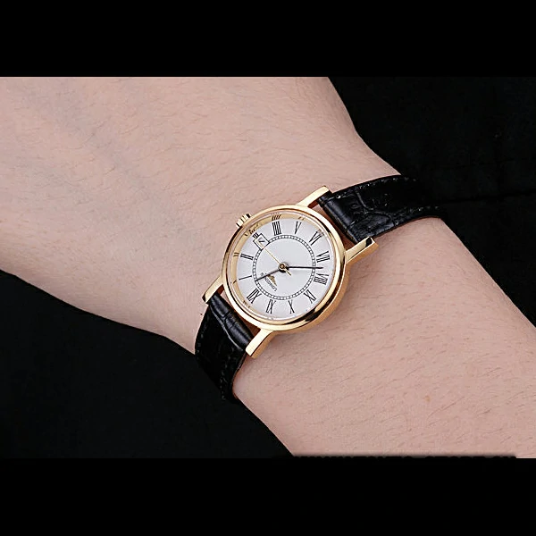 Longines La Grande Classique White Round Dial Gold Case Black Leather Band Small new60278